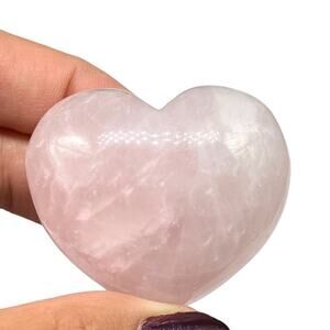 Rose Quartz Puffy Heart Carved Natural Stone Crystal Crystals Gift Palm Stone